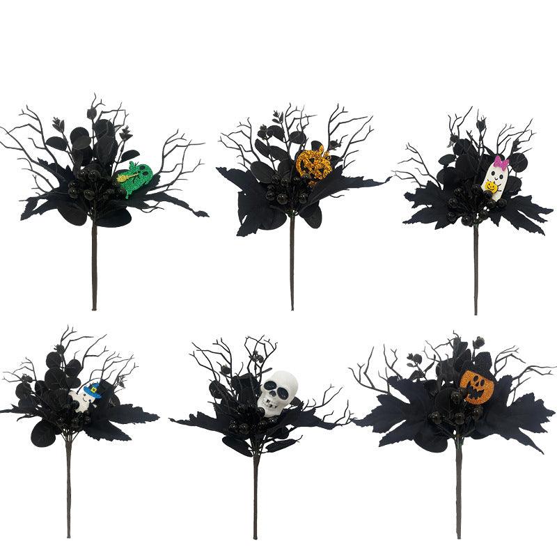 Simulated maple leaf cuttings decoration Halloween skull interior decoration